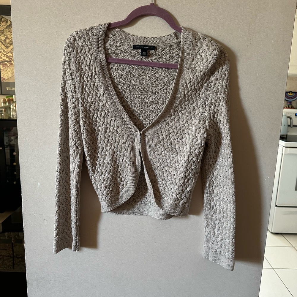 Banana Republic Gray Cable Knit Cardigan